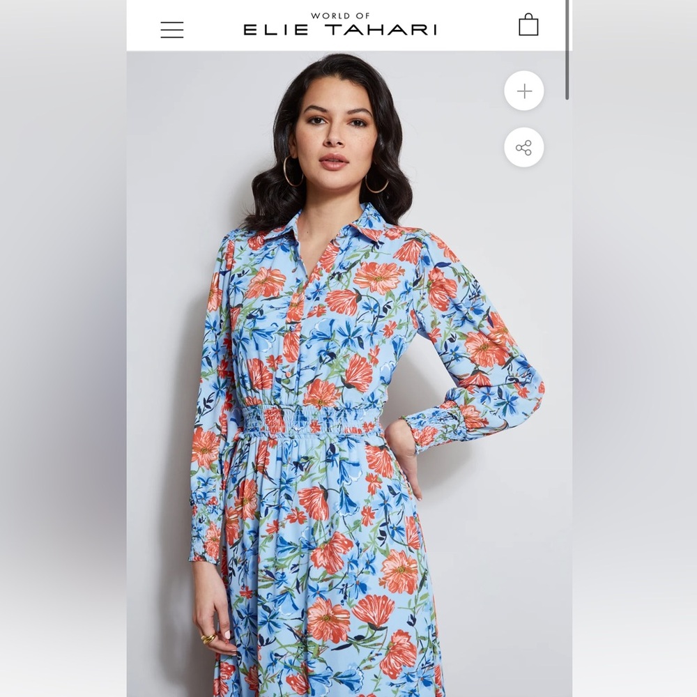 T-Tahari Garden floral long sleeve dress